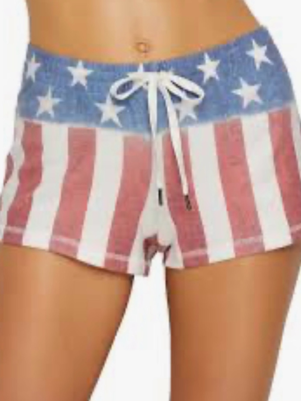 PJ Salvage American Flag Star & Stripe Lounge Shorts - Red White Blue